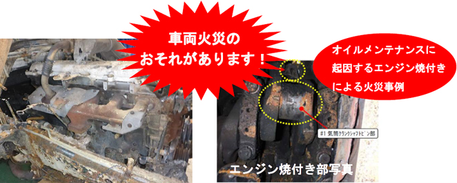 エンジンオイルメンテナンス不良による事例